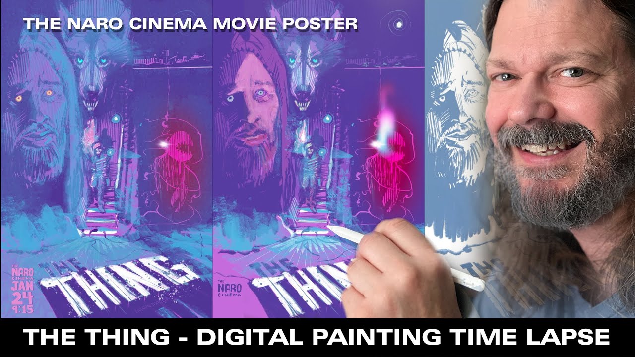 PROCREATE drawing of The THING - NARO CINEMA THEATER POSTER Time Lapse & Triva  | LIQUIDMETHOD