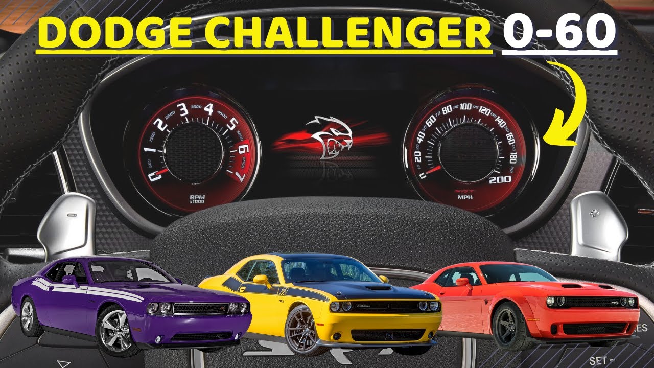 Видео разгона Dodge Challenger от 0 до 60 миль и на 1/4 мили — все показанные двигатели (V6 и V8 ...