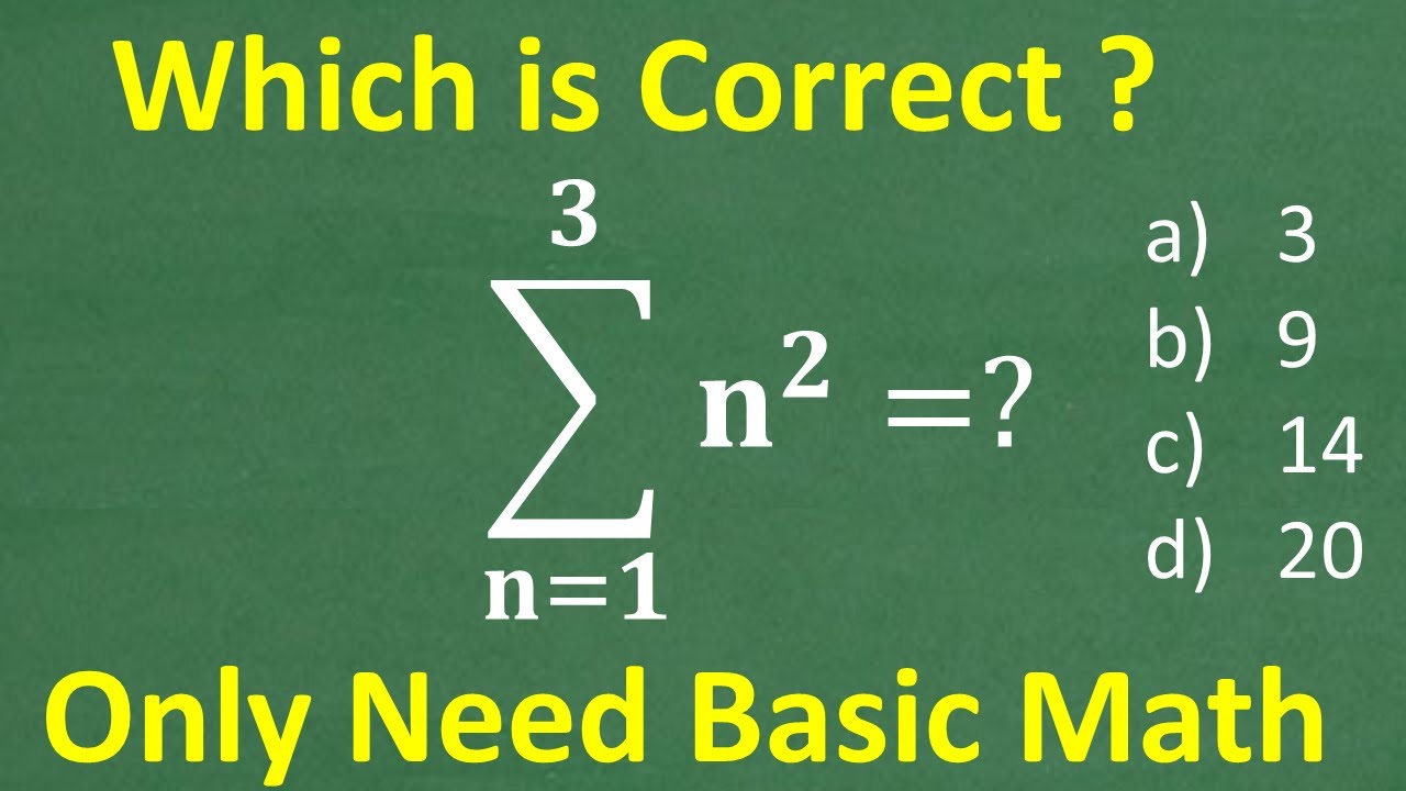 SUM = 1 squared + 2 squared + 3 squared =? Basic Math!