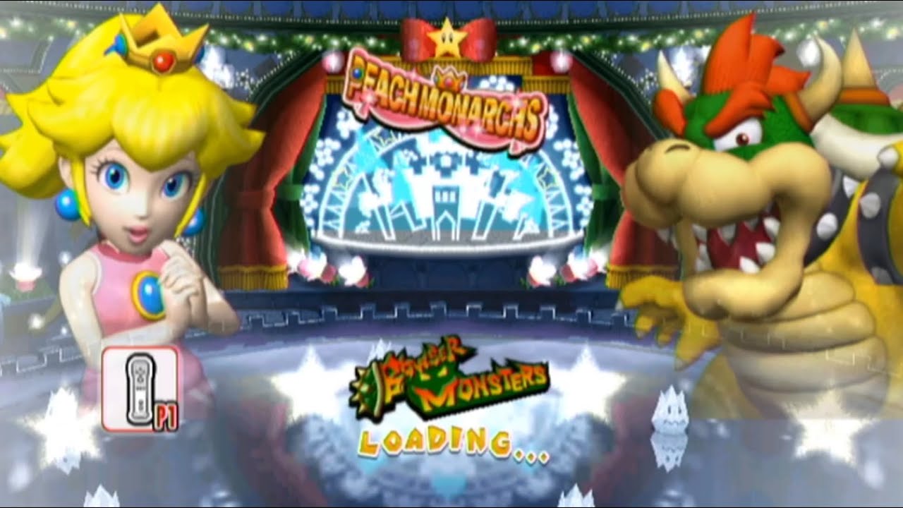 Mario Super Sluggers: Peach vs Bowser (Peach Ice Garden Night)
