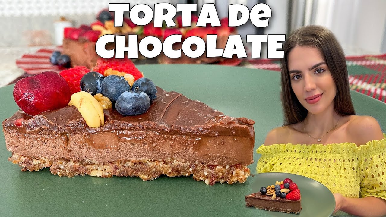 TORTA DE CHOCOLATE SEM FORNO | A MELHOR QUE JÁ COMI - SEM AÇÚCAR!