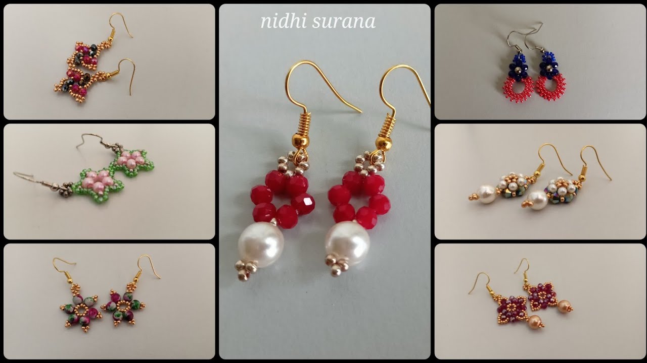 Super 7 Series/Cute Crystal Earrings/Beaded Jewellery making at home/Aretes Tutorial diy