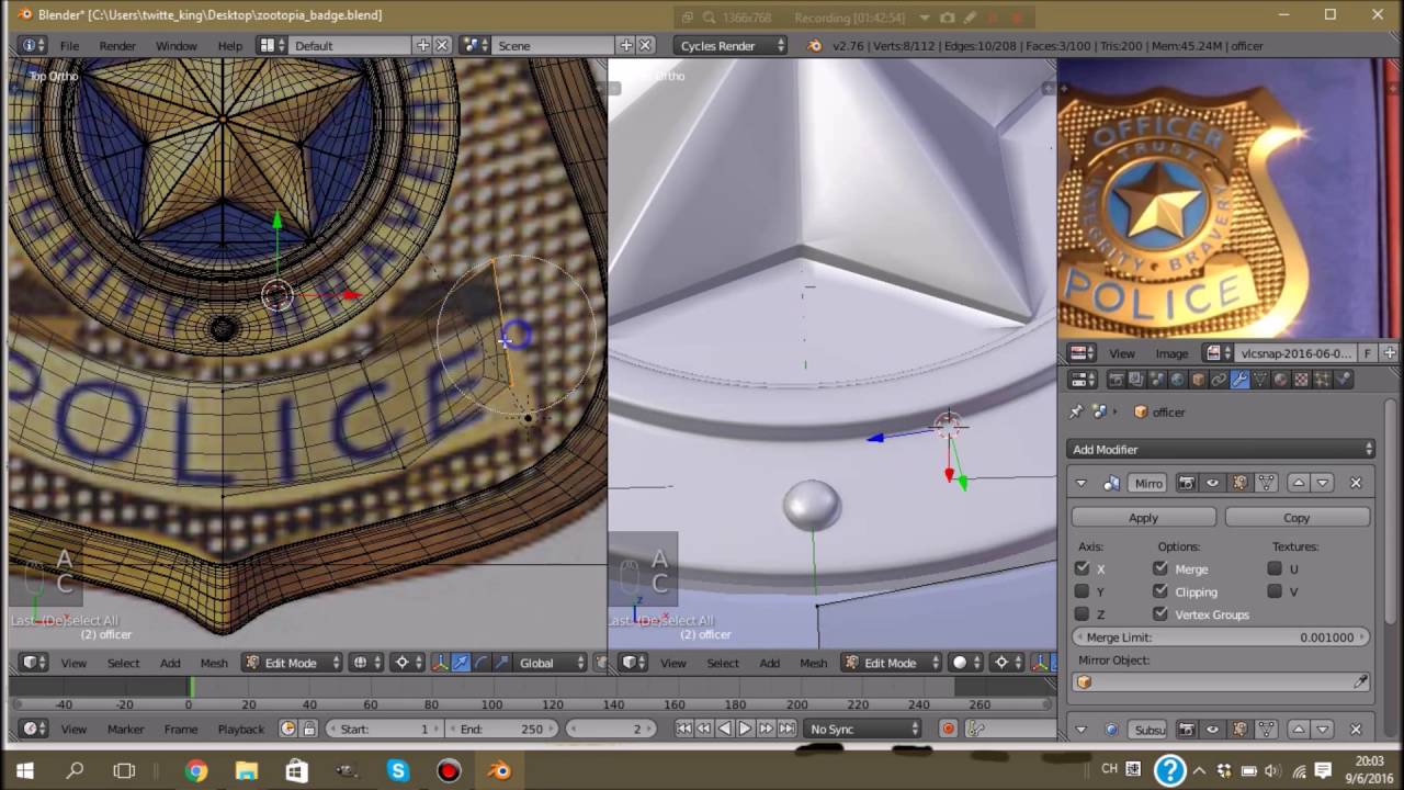Zootopia Police Officer badge Timelapse Part1