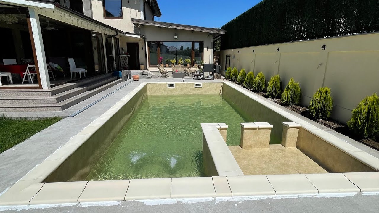 Construirea piscinei-Part 4 (instalarea proiectoarelor,bordura,pompa de caldura,filtrare)