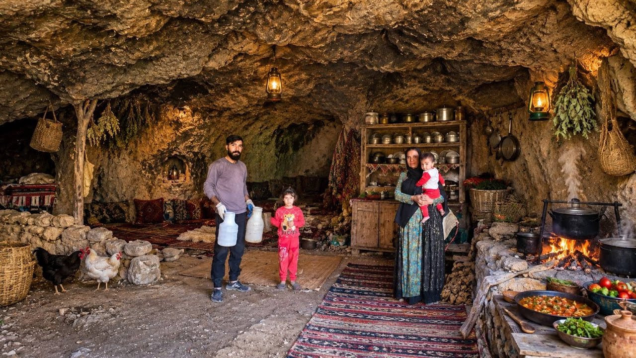 Nomadic Cave Life: A Couple&rsquo;s Struggle to Survive & Traditional Cooking in a Mountain Cave