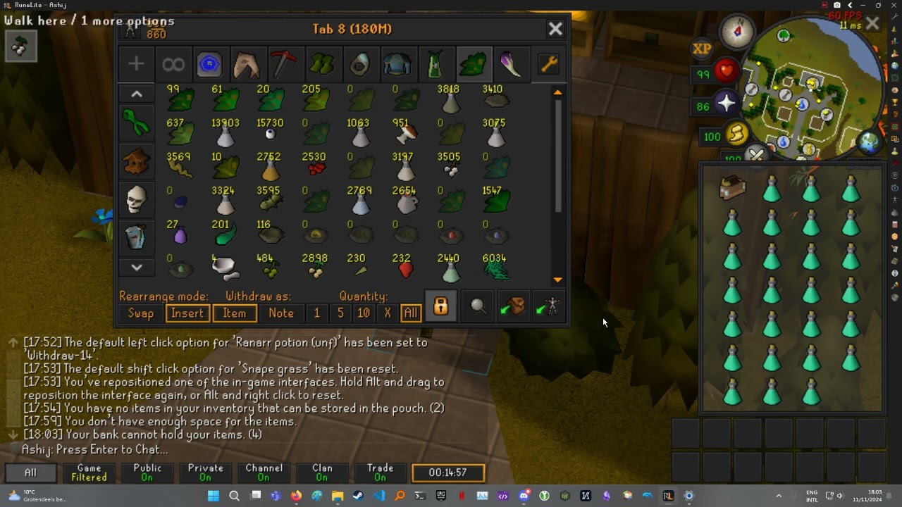 OSRS Herblore using Reagent pouch with minimal clicks