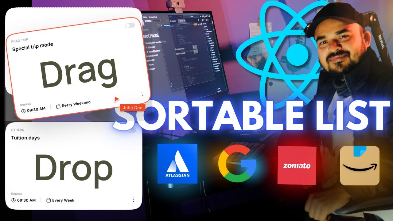 Sortable List ReactJS (Drag Drop Full Course) (Amazon Google Uber) Frontend Machine Coding Interview