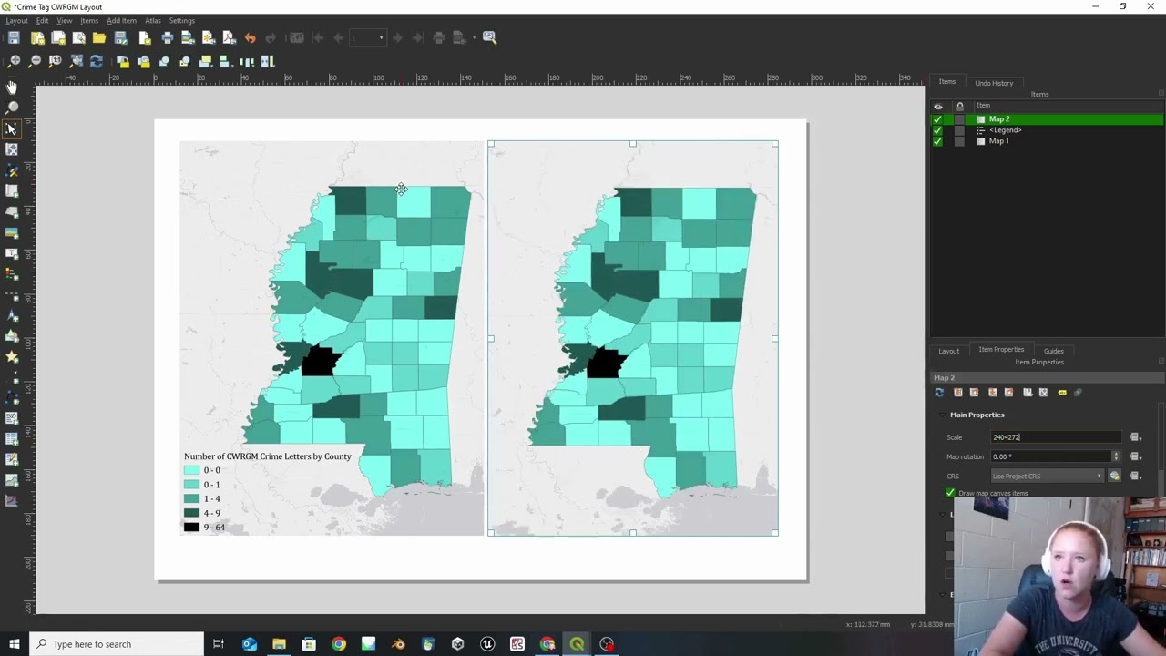 Creating a layout in QGIS with 2 maps