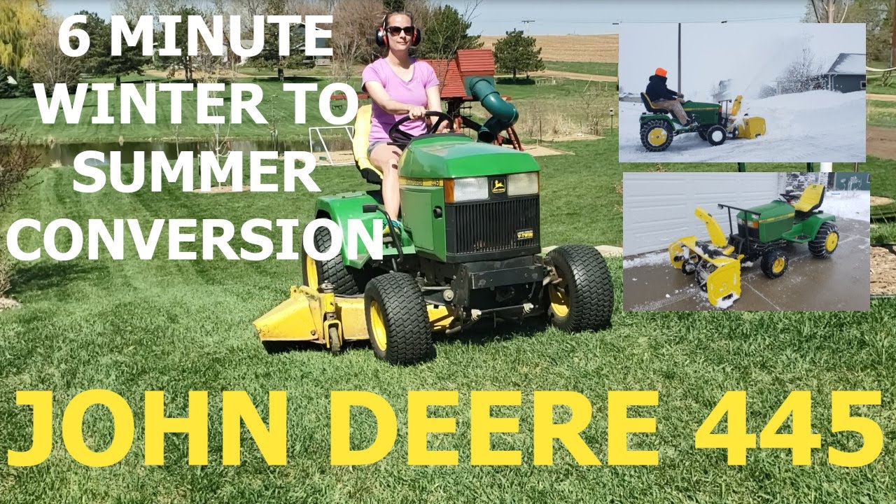 Convert John Deere 445 from Snowblower to Mower in Less than 6 Minutes!