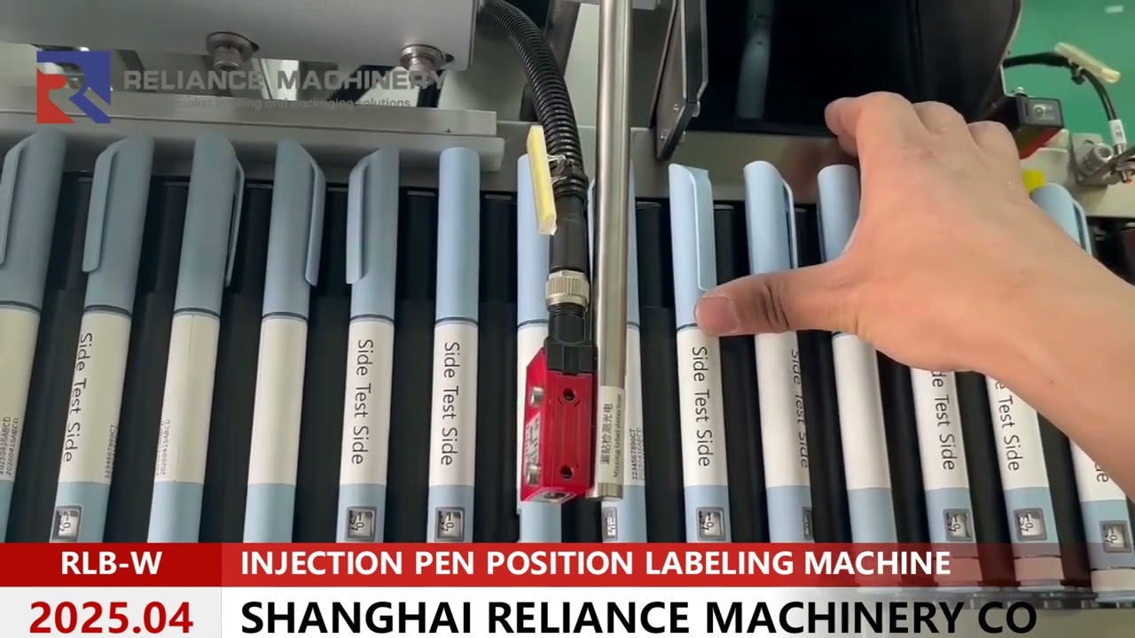 3ml Insulin injection pen, cartridge position labeling machine #reliancemachinery #labeling #pharma