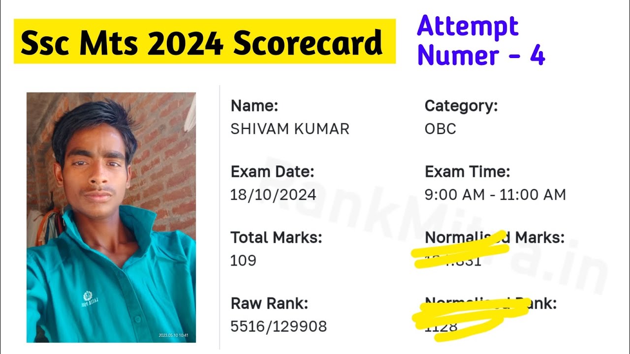 Ssc Mts 2024 scorecard 😬 | Rank Mitra normalized score | Ssc Mts 2024@Defencepathsala