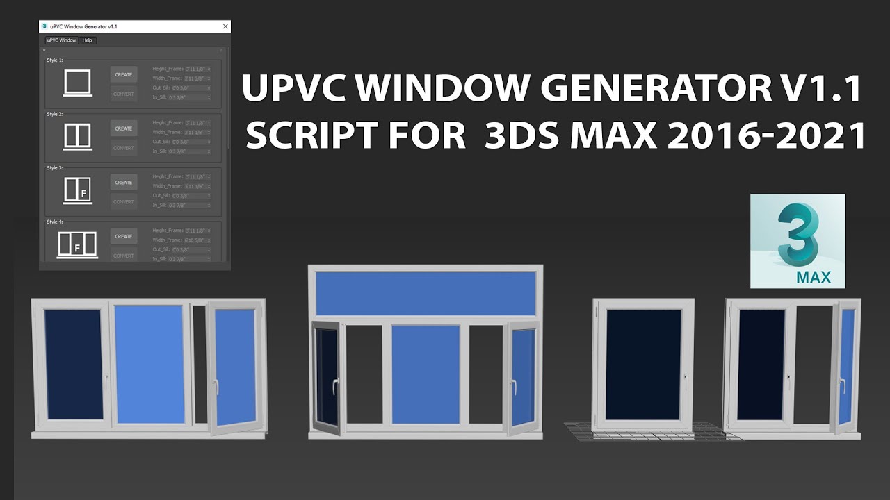 uPVC Window Generator v1.1 Script for 3ds Max 2016-2021