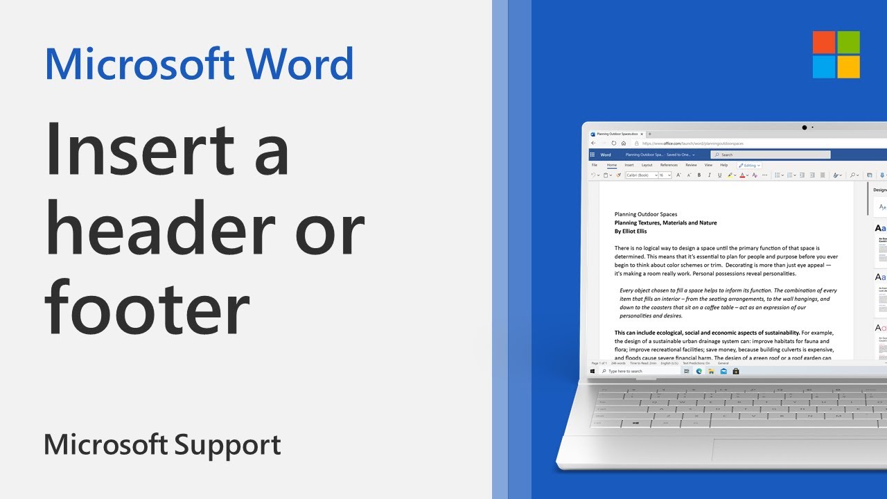 Верхние и нижние колонтитулы в Word | Microsoft