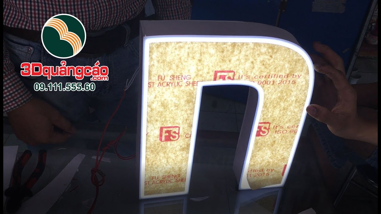 Phần 2-5 Lắp Đèn led module 3 bóng âm bên trong chữ nổi mica 3dquangcao.com