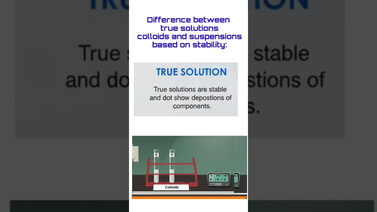 Difference between true solutions colloids and suspensions based on stability