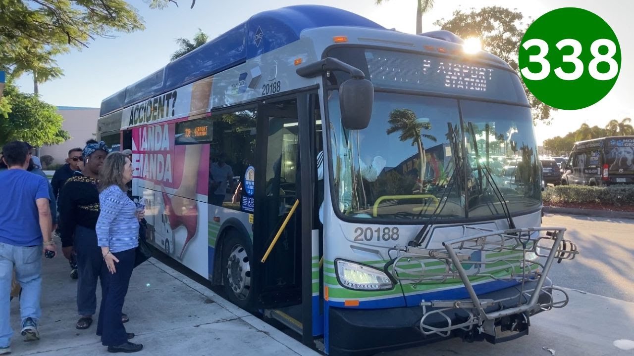Riding Miami-Dade Transit Metrobus 338, Miami Airport Station to Dolphin Mall, 2020 New Flyer XN40