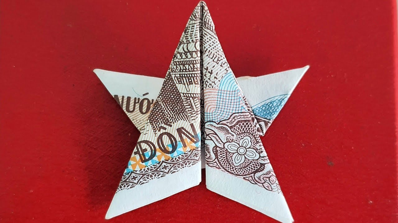 Cách Gấp_Xếp Ngôi Sao Năm Cánh Bằng Tiền Giấy | Make a pentagram with banknotes.