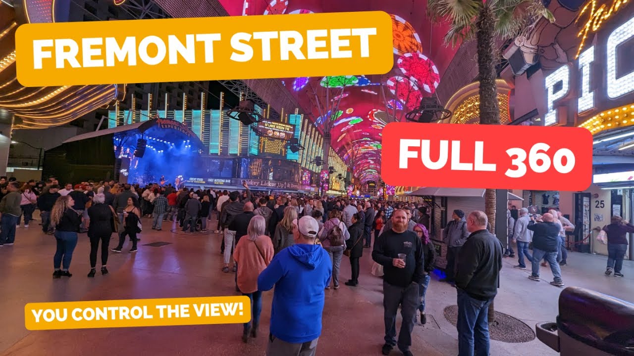 Fremont Street Experience Las Vegas in full 360! You control the camera and view!