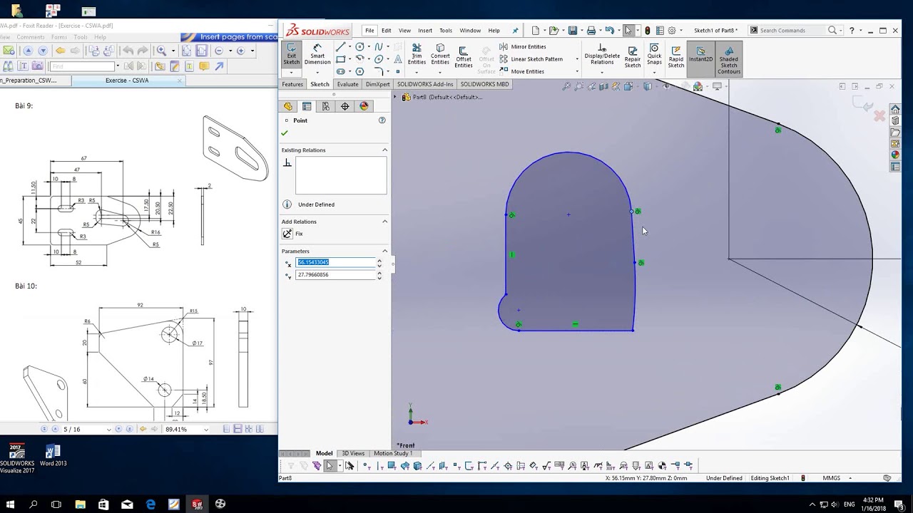 BÀI 5: Lệnh Extrude cut và một số lưu ý khi tạo bản vẽ trên Solidworks | HỌC SOLIDWORKS