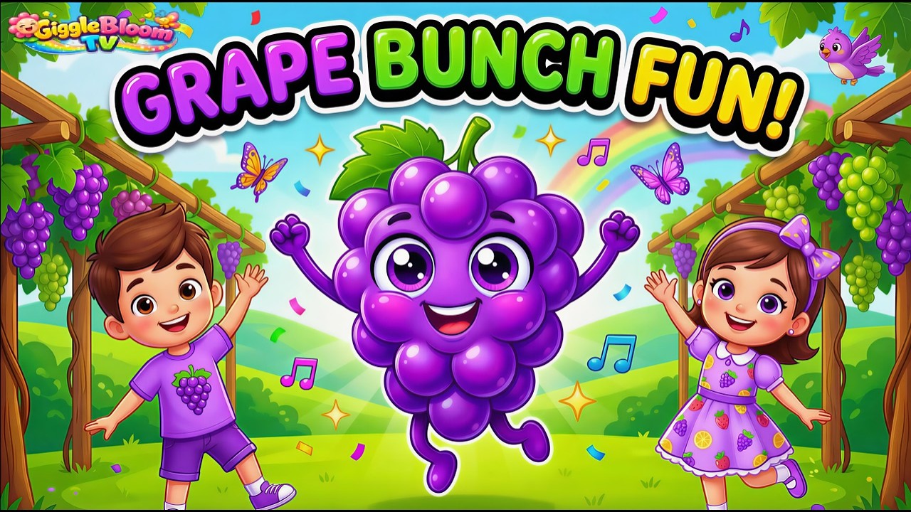GRAPE BUNCH FUN! 🍇 | Grape Song for Kids | Nursery Rhymes & Toddler Learning | GiggleBloomTV