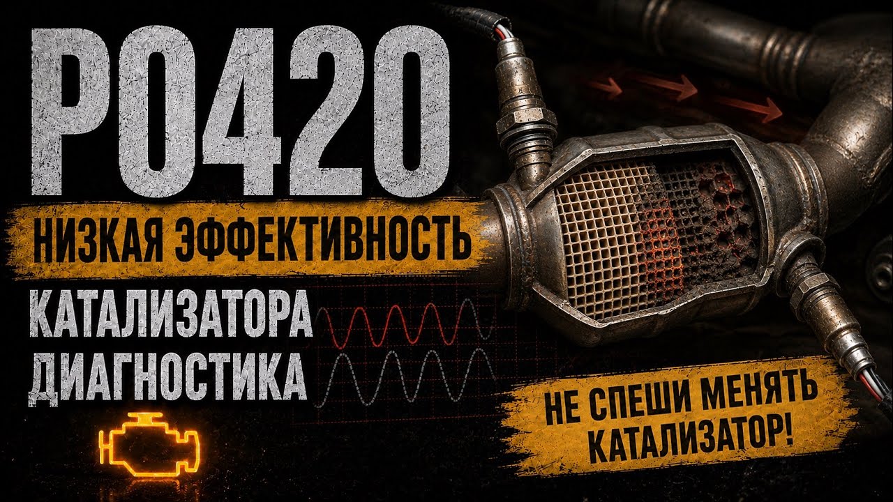 Ошибка P0420 - эффективность катализатора ниже нормы, причины и решение. #obd2 