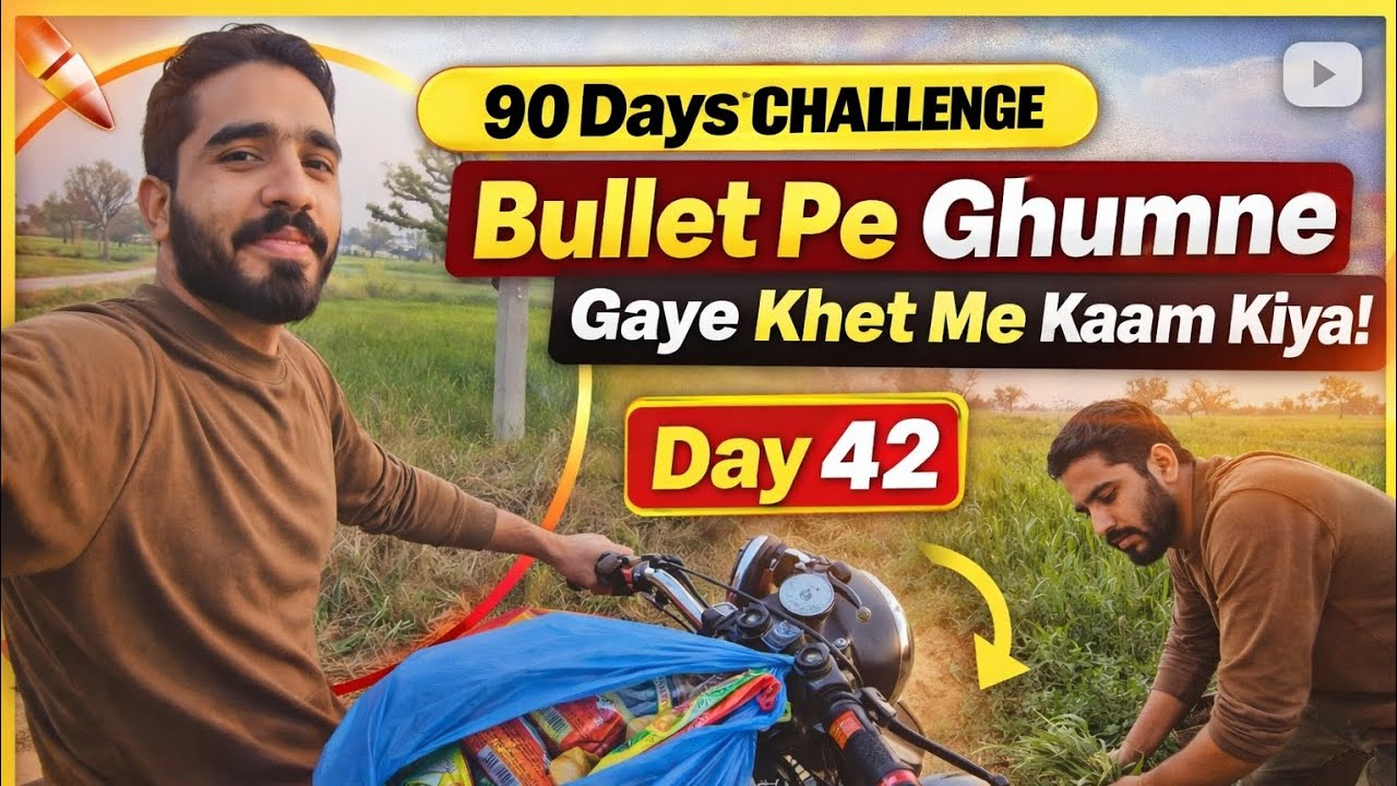 Royal Enfield पर जबरदस्त Ride + खेत का काम 🚜 | Day 42 Challenge...Bullet. .ride bhot bdiya rhi..☺️♥️