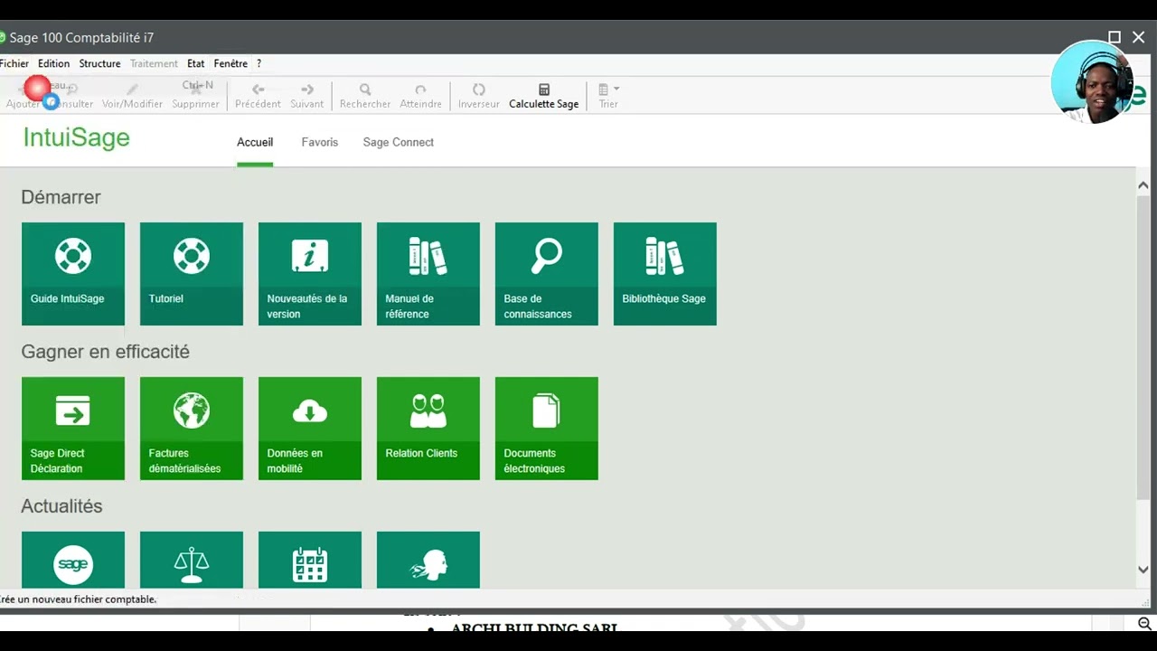 #N°1Création  du fichier comptable dans le logiciel sage comptabilité 100 vi7