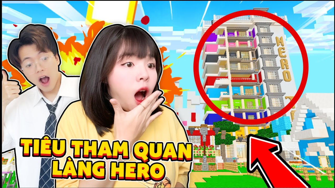 Mister Vịt đưa Hạt Tiêu thăm quan làng Hero Team trong Minecraft
