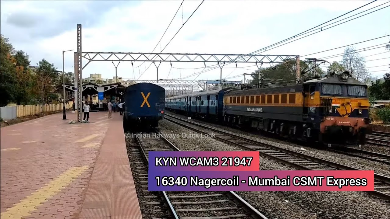16340 Nagercoil Jn Mumbai CSMT Express fitted with KYN WCAM3 21947 #indian #indianrailways #wcam3