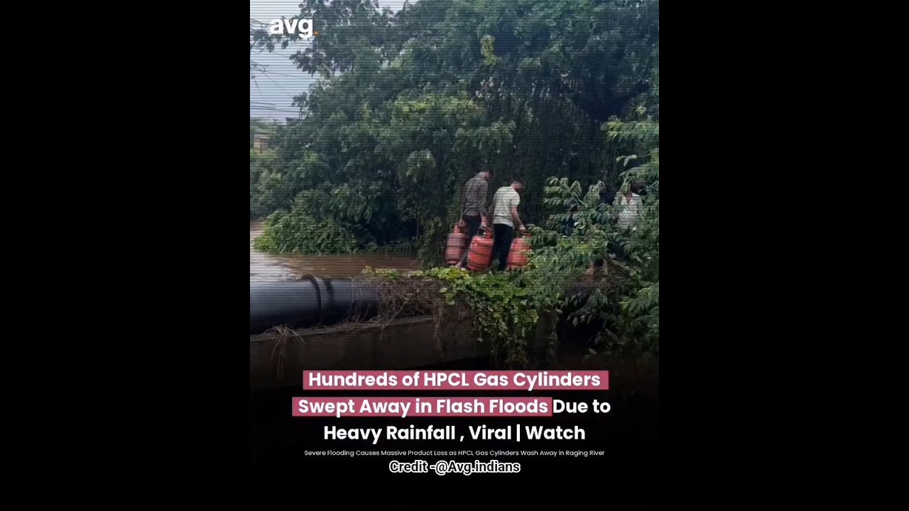 Hundreds of HPCL Gas Cylinders Swept Away In Flash Floods😱😯 #shorts #flood #cylinder .
