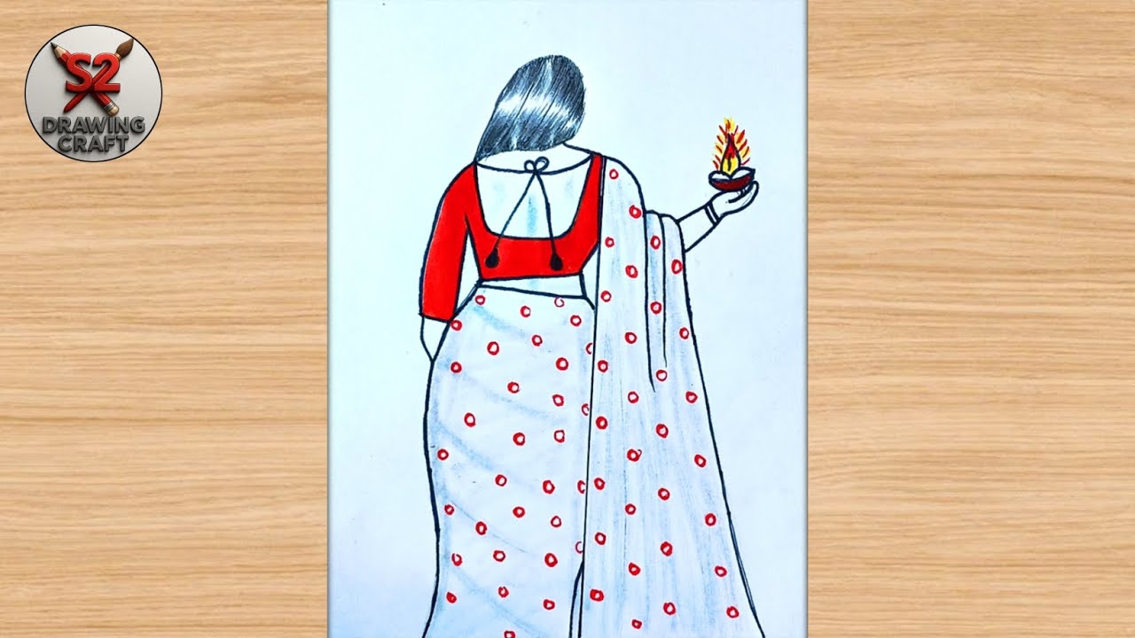 How to beautiful girl lehenga draw || lehenga girl draw || easy drawing || pencil sketch drawing