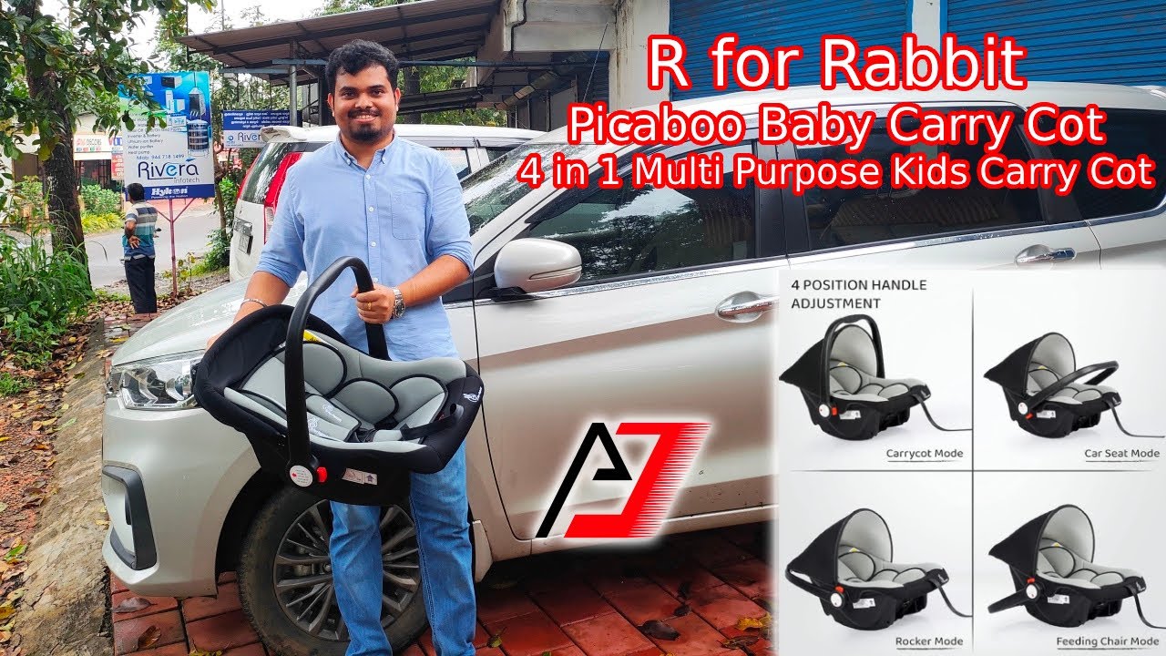 R for Rabbit Baby Carry Cot 4 in 1 seat for 0 to 15 Months Baby, Kids Seat Installation Malayalam