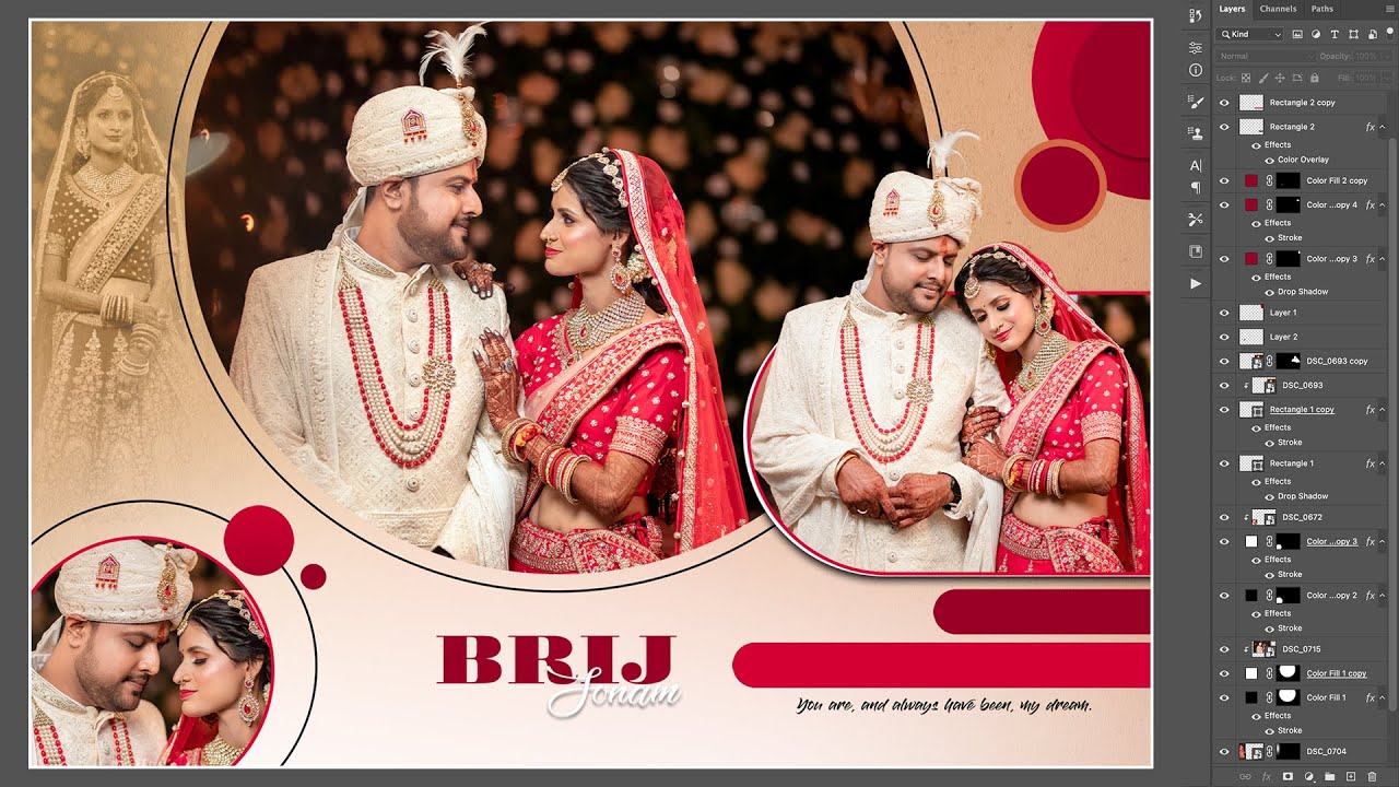 12x18 Wedding Album Design in Photoshop Hindi Tutorial 2023