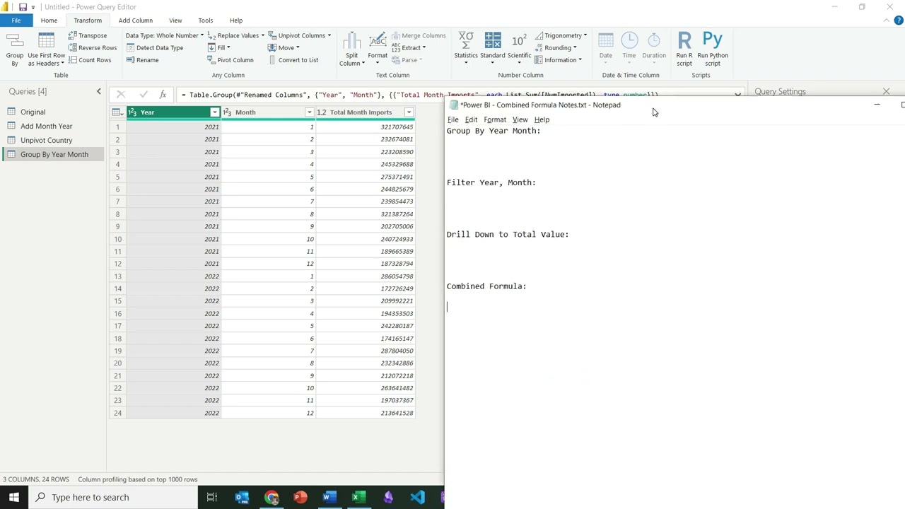 Aggregating, Unpivoting, and Calculated Columns with PowerBI and Power Query