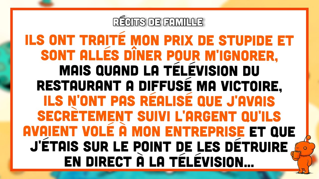 Ma sœur a traité mon prix de « stupide » et a emmené mes parents dîner ce soir-là.