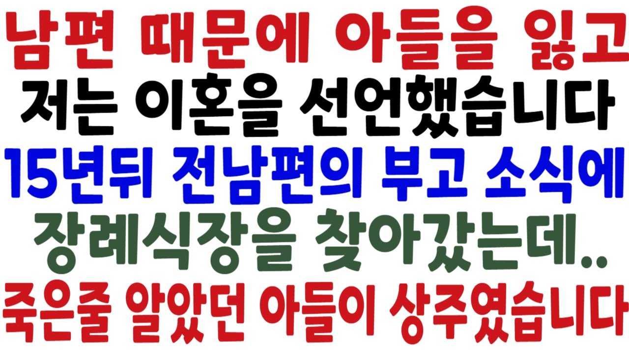 이혼후 15년 전남편의 부고소식에 장례식장 찾아갔다가 15년전 사고로 세상을 떠난 아들이 상주로 있는걸 보고 경악했습니다