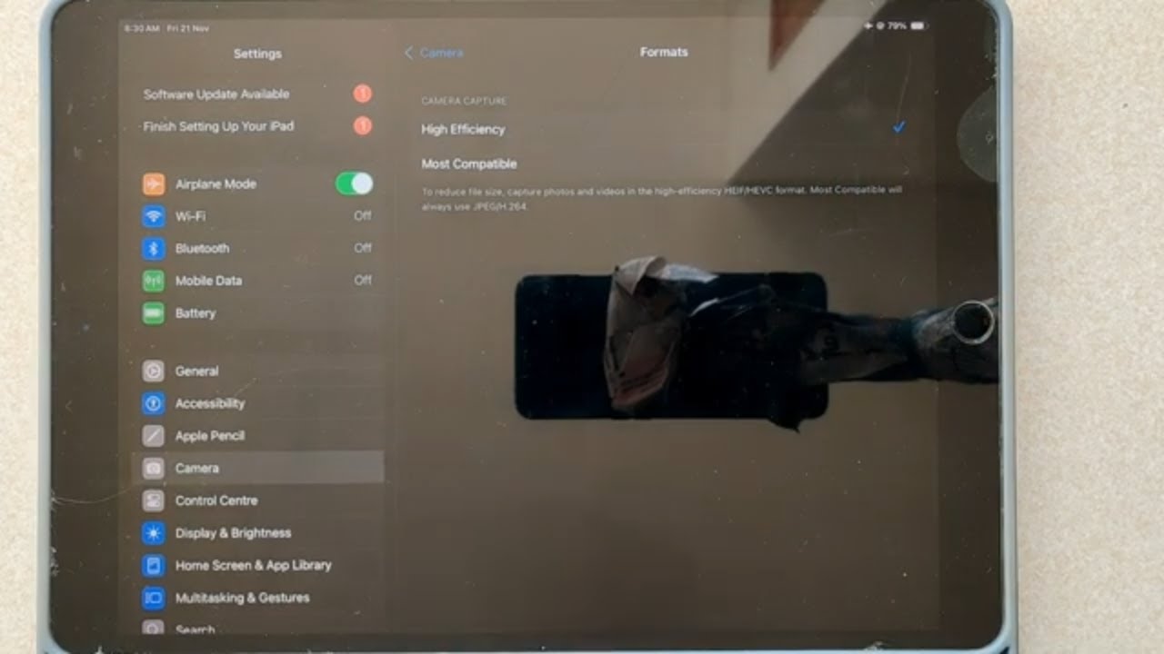 how to change video recording format to high efficiency on ipad