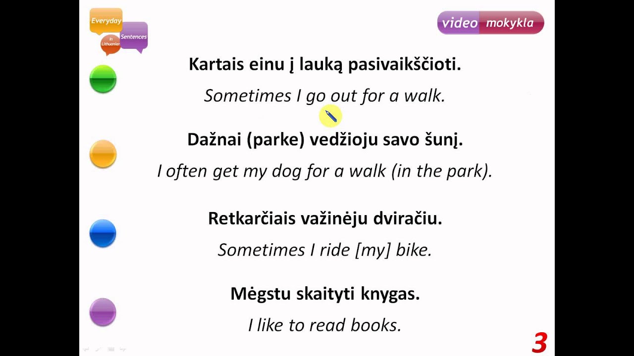 Lithuanian Basics Lesson 8 - Everyday Activities. Everyday Sentences in Lithuanian