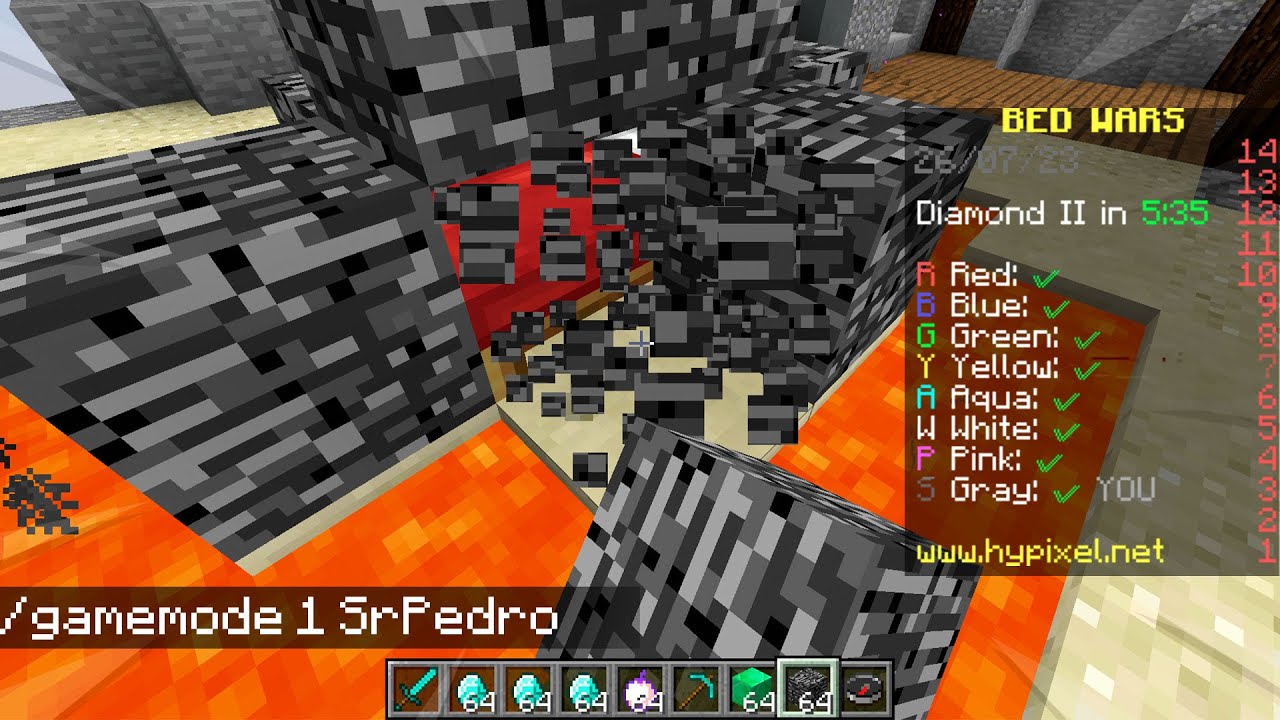 Usei o /gamemode 1 para vencer o Bed Wars !!