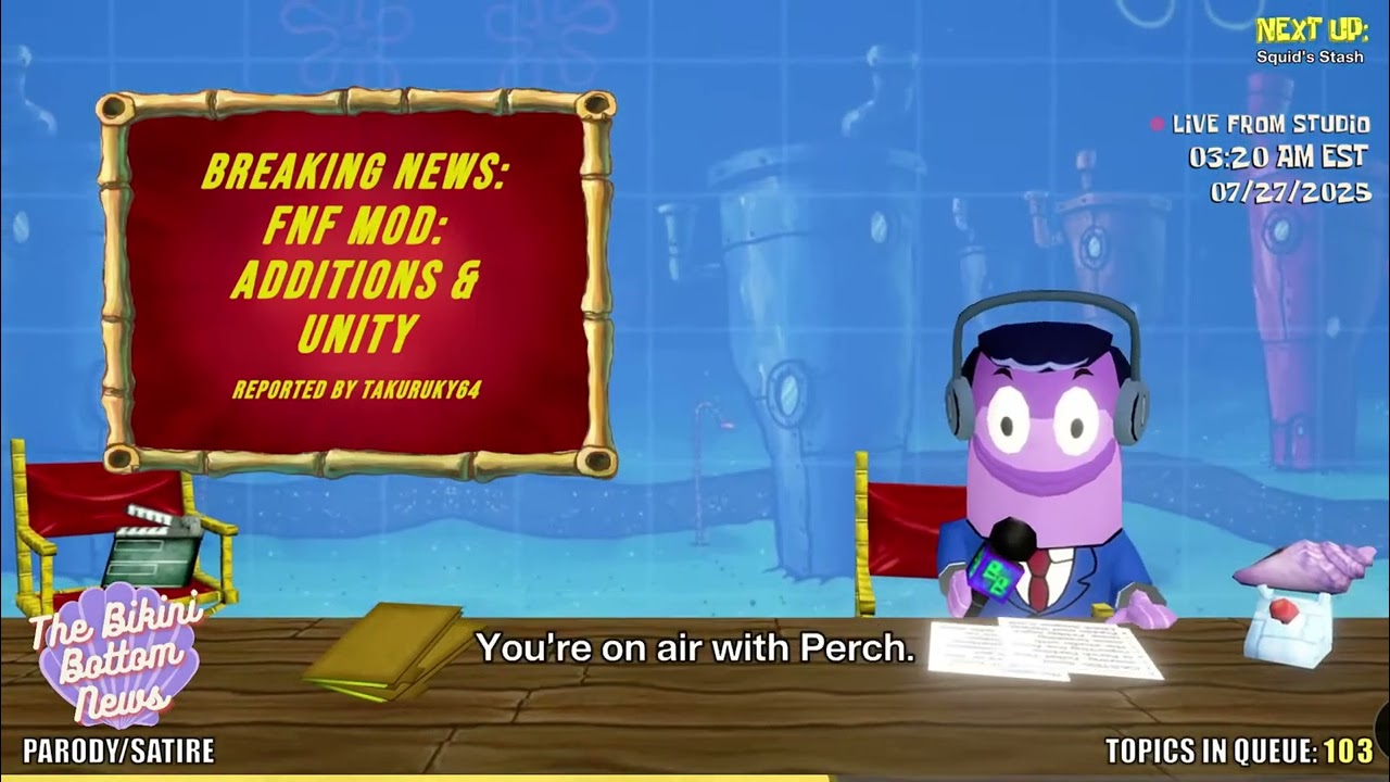 Topic about a fnf mod, but perch cant stop saying *PHONE RINGS* (Ai sponge Rehyrated Clip)