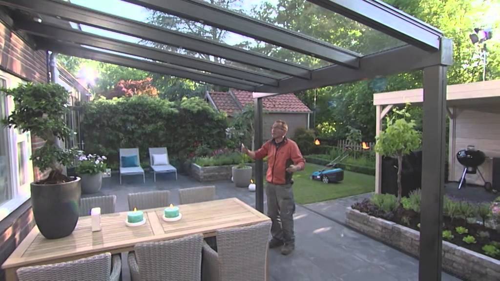 Terrado glas overkapping met zonwering bij Rob's grote Tuinverbouwing