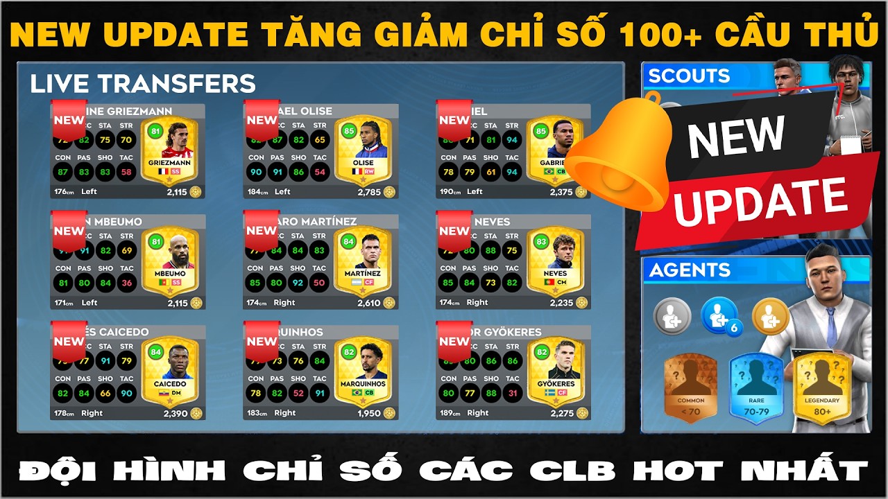 DLS 26 | NEW UPDATE tăng-giảm chỉ số 100+ cầu thủ LEGENDARY | Team các CLB mới nhất