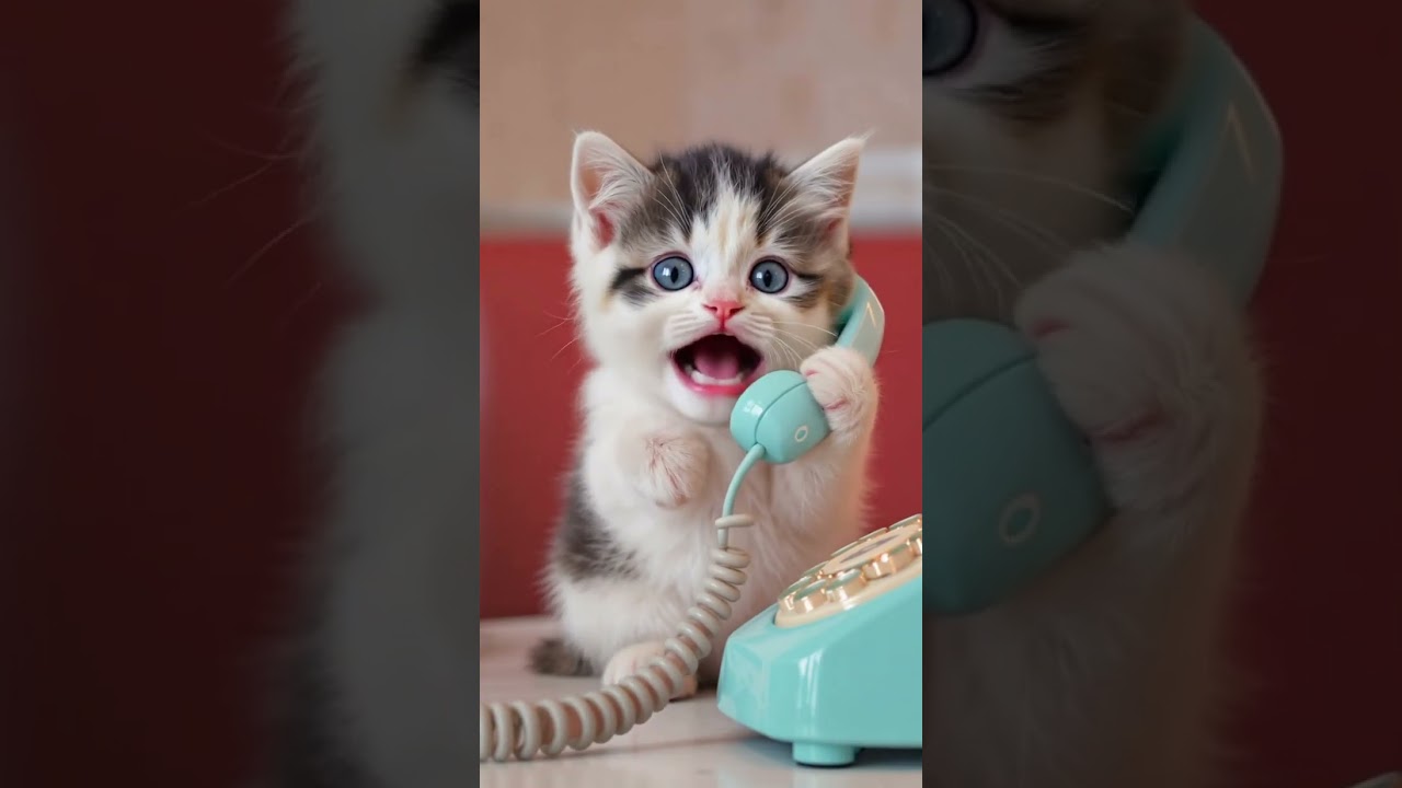 cute cat talking with mom 