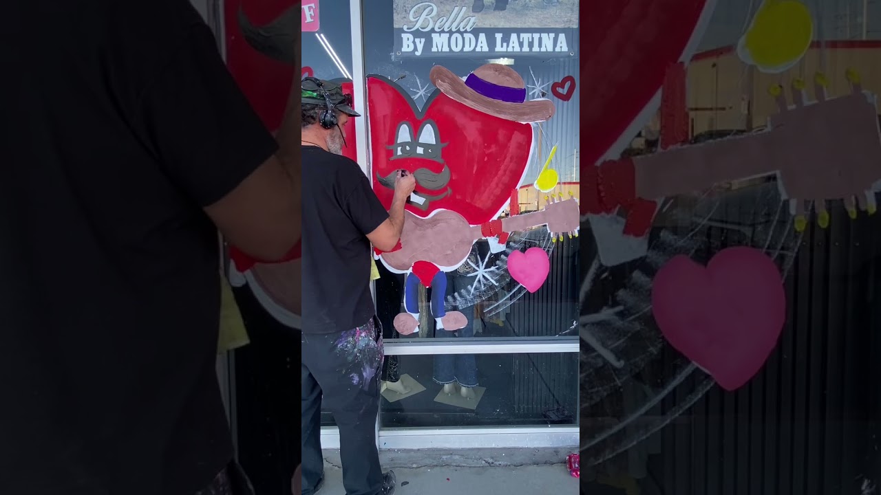 How to paint a Latin Lover Valentine’s Day Window painting tutorial 