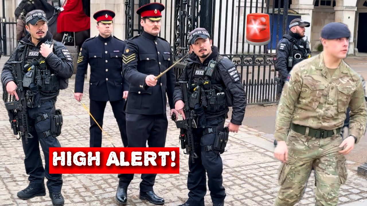 🚨Armed Police & Soldiers on HIGH ALERT as Tensions Rise at Horse Guards, London