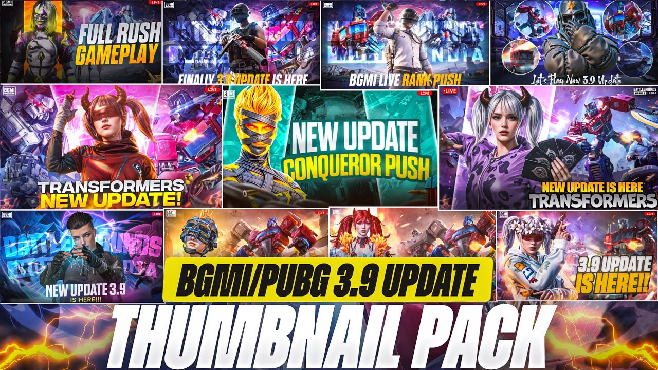 Free To Use Bgmi/Pubg 3.9 Update Thumbnail Pack | 3.9 update Live Stream Thumbnail | Frexxi Gaming