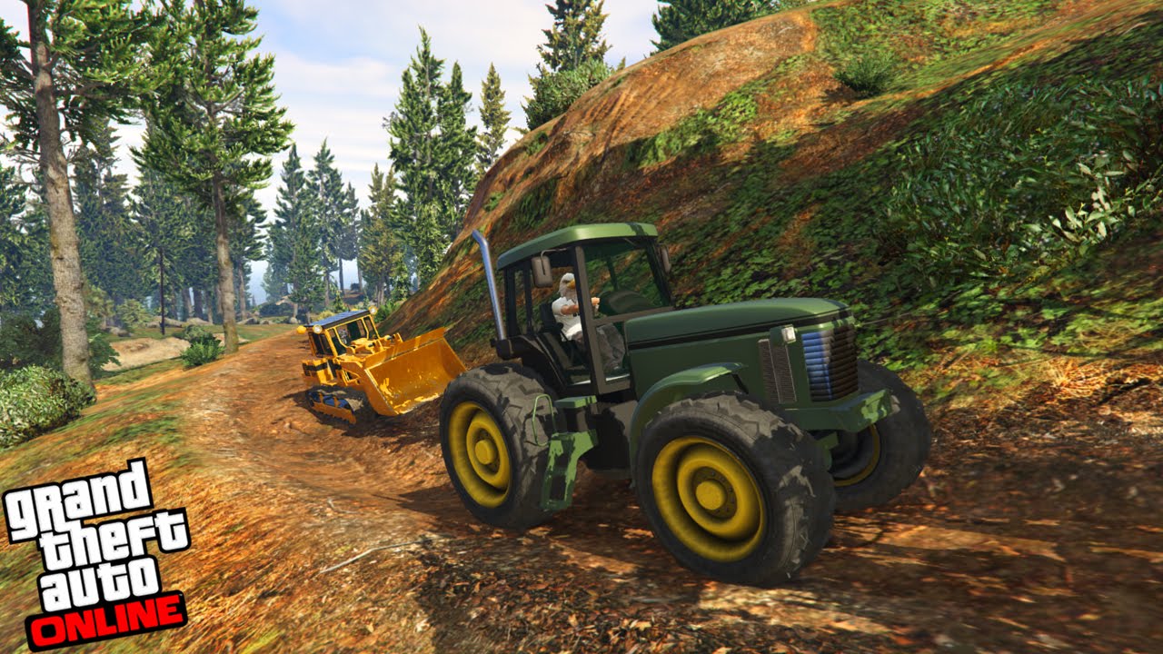 GTA V - Online - SUBINDO MONTANHAS DE TRATOR! LOL