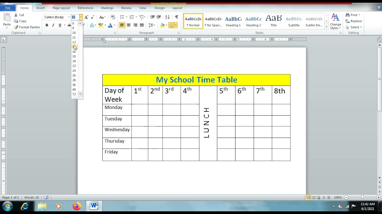 How to Make Table in MS Word  | School Routine | Microsoft word Tutorial