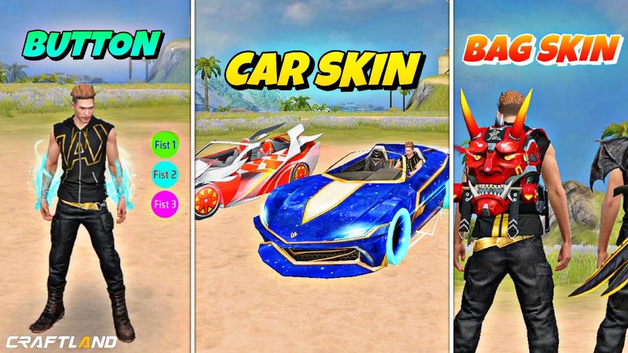 Make Fist, Vehicle & Bag Skin Button in Freefire Craftland | SacSo