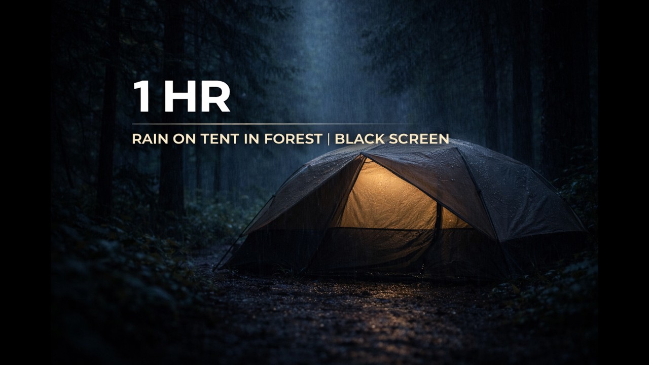 Rain on Tent & Forest Rain (Black Screen) 🌧️ | 1 Hour Sleep Sounds, No Blue Light for Deep Rest